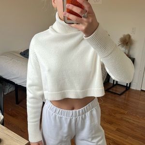 zara cropped turtleneck sweater